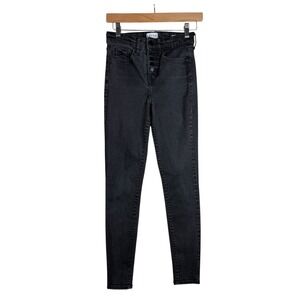 Frayed High Rise Skinny Jeans Size 26 Denim Black